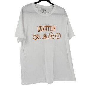 Led Zeppelin White Graphic T-Shirt 2XL Unisex 100% Cotton Band Tee, NWOT